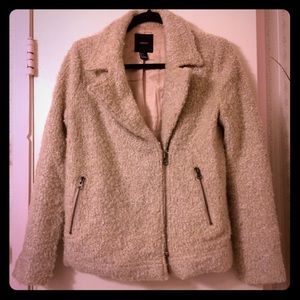 Forever 21 teddy bear Boucle fuzzy Moto jacket S